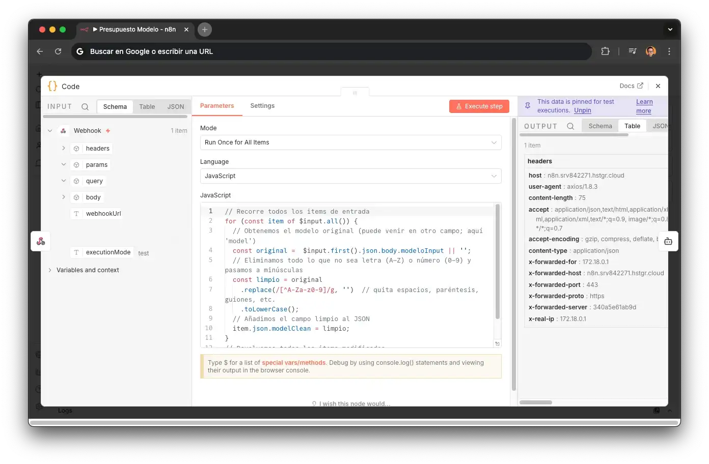 CleanModel node in n8n: input normalization