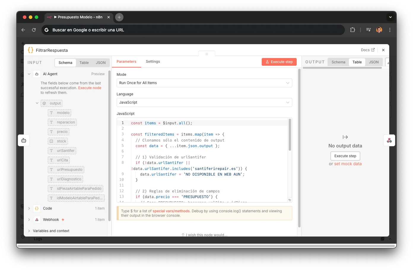 FiltrarRespuesta node in n8n: deterministic post-processing