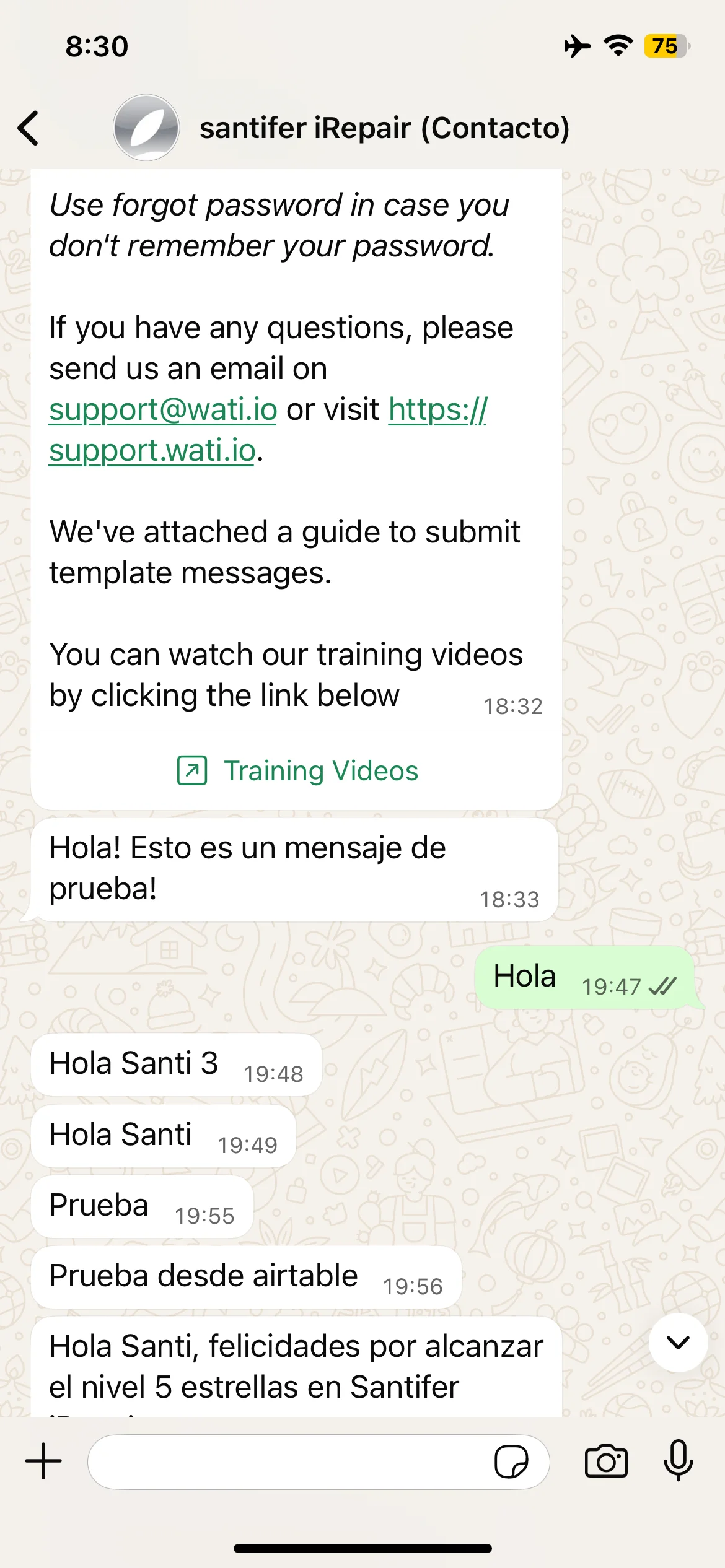 First Jacobo test: basic test message