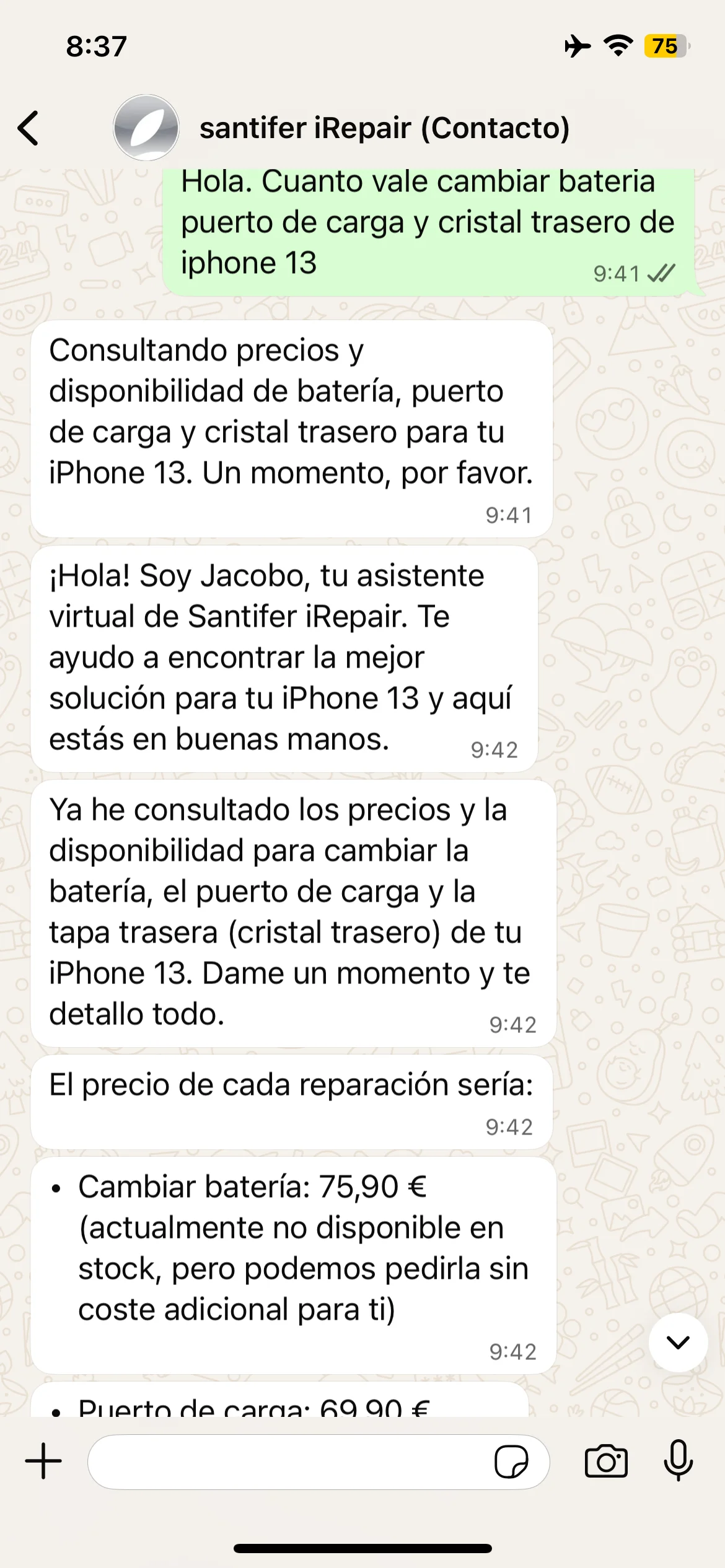 Triple quote: battery + charging port + back glass iPhone 13