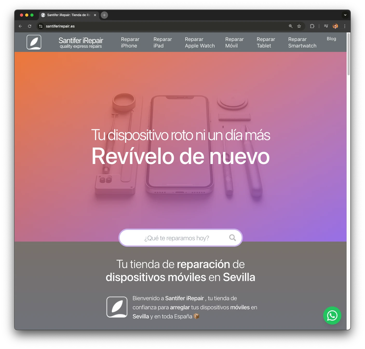 santiferirepair.es homepage